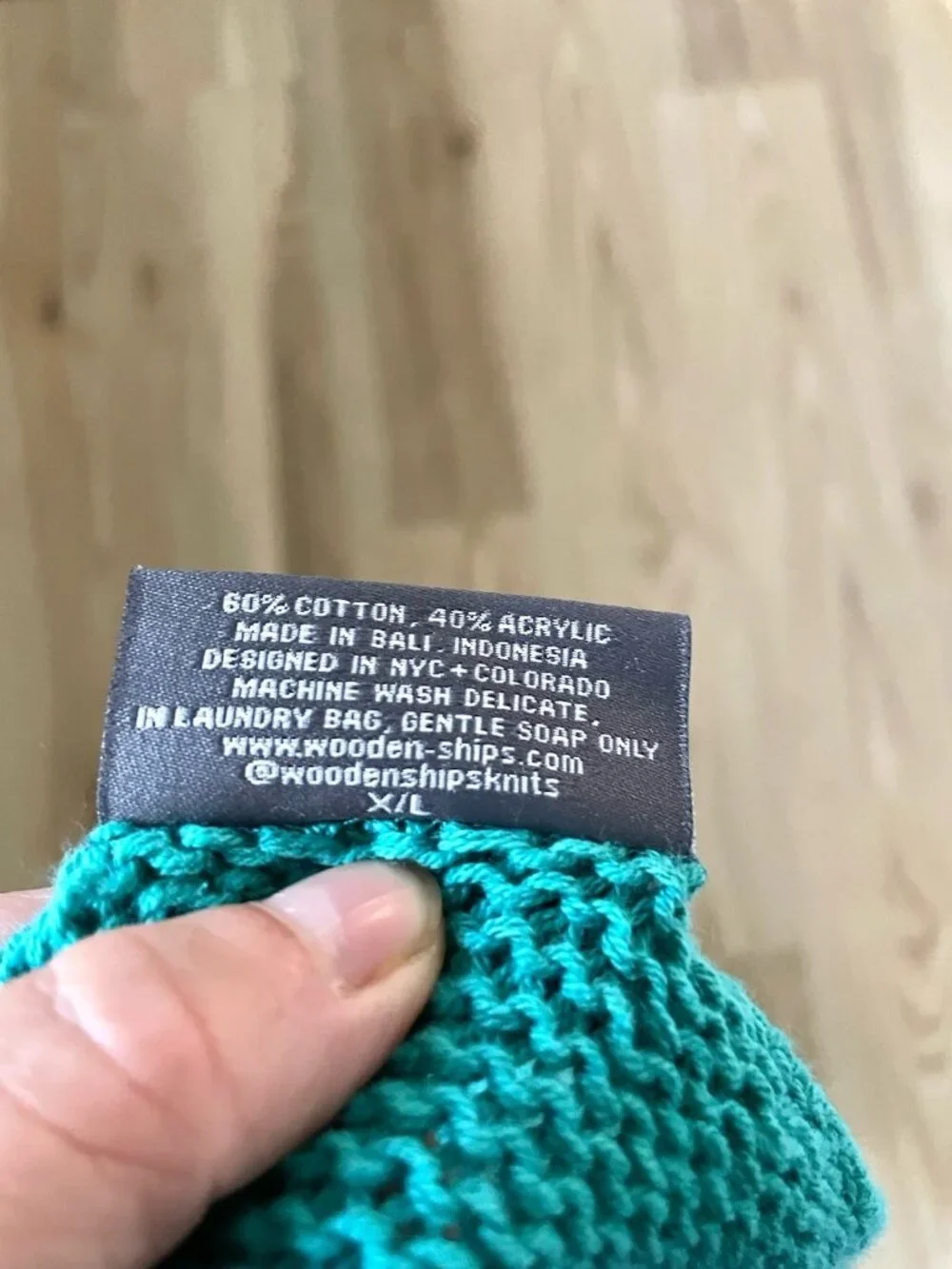 WOODEN SHIPS Open-Knit Chunky Oversized Pull-Over Sweater Teal size X/L